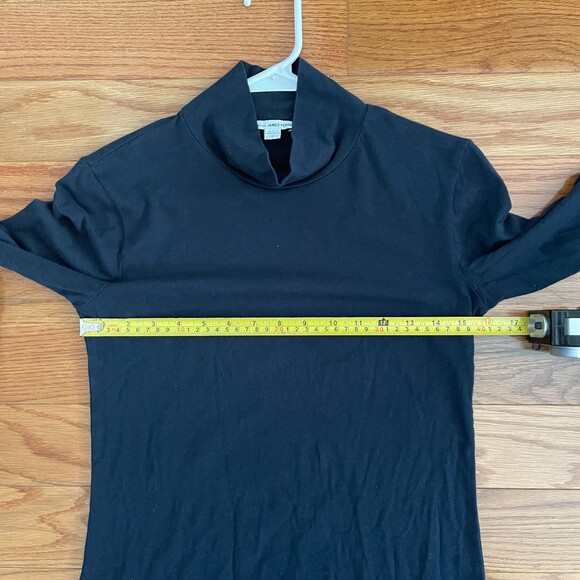 James Perse Midi Dress Women Sz 3 Large Black Long Sleeve Turtleneck Minimalist - Picture 8 of 9